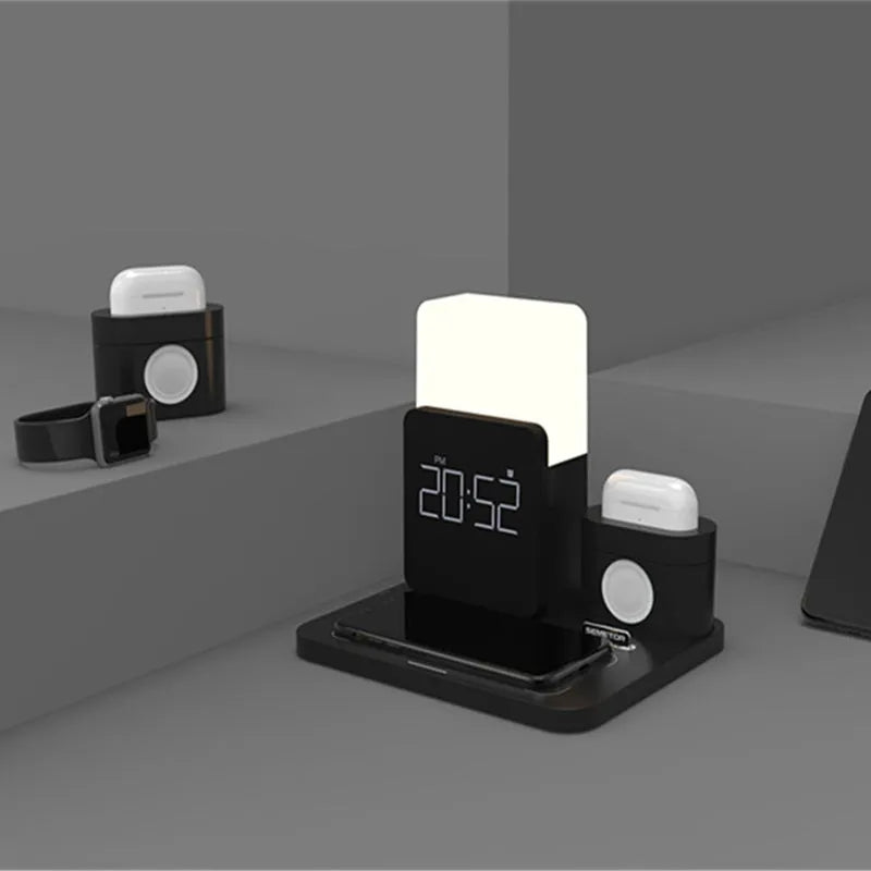 3-in-1 Qi wireless charging stand with phone holder in dark green colour