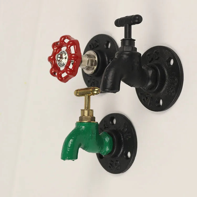 Modern minimalist metal wall hook in a water pipe style, shown in black, green, and red colour options.