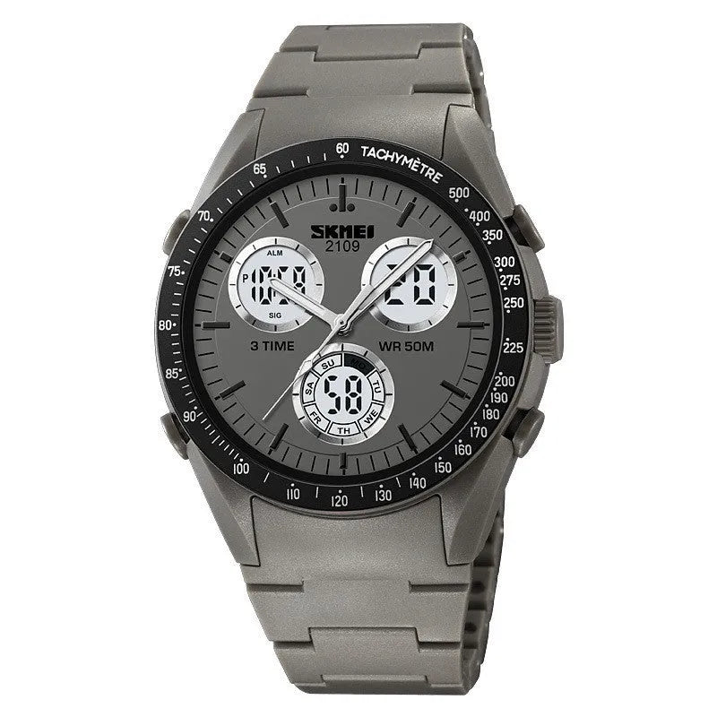 Electronic casual watch with 50m waterproof rating in camouflage colour option with resin mirror and TPU strap