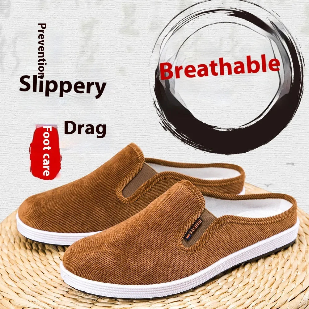 Men's casual slip-on sneakers with breathable mesh lining and non-slip rubber sole in black