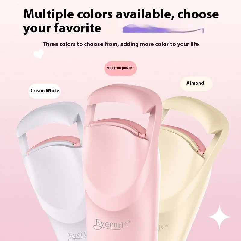 Electric heating eyelash curler with USB cable in cream white, maca pink or vanilla apricot colour options