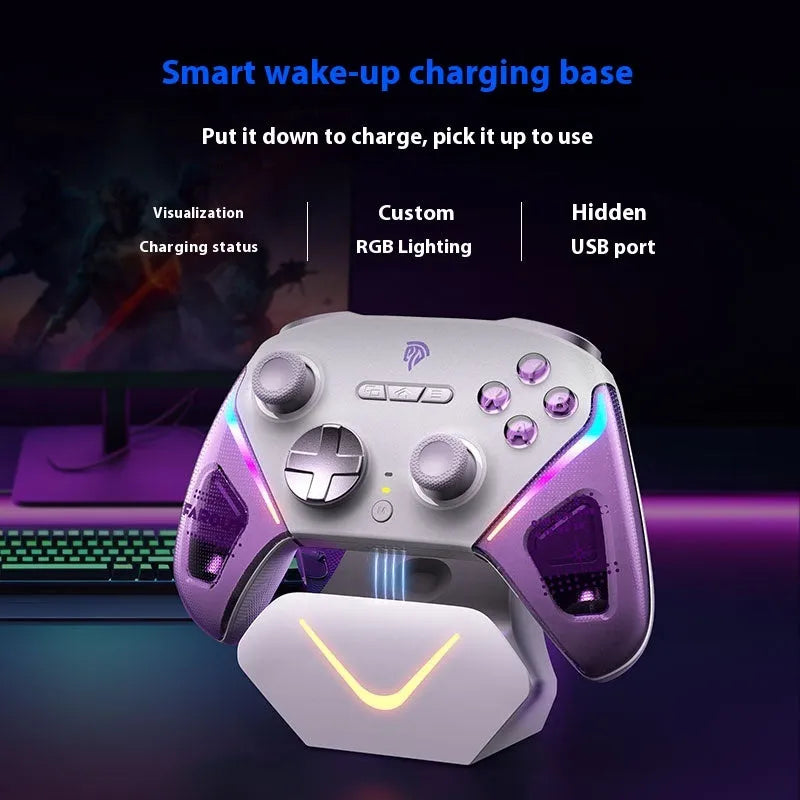 Rocker Smart Startstop Charging Base for game controller in black, green, or purple colour