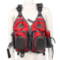Fishing life safety vest with removable foam panels and multiple zippered pockets in grey colour