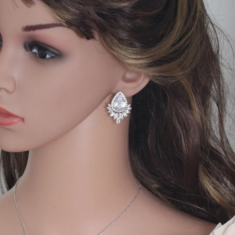 AAA formal jewellery set with cubic zirconia crystals in blue, red, and white colour options.