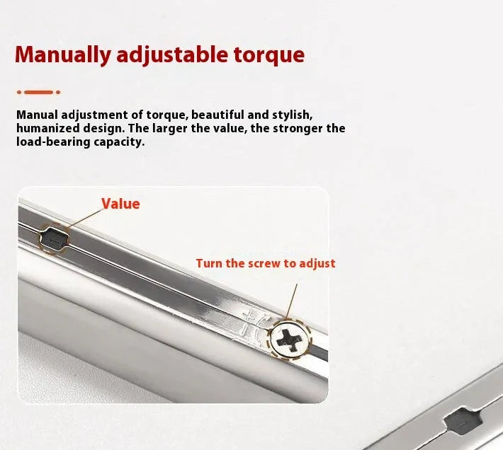 Cold rolled steel adjustable support rod for flap-up cabinet doors in natural stainless steel colour