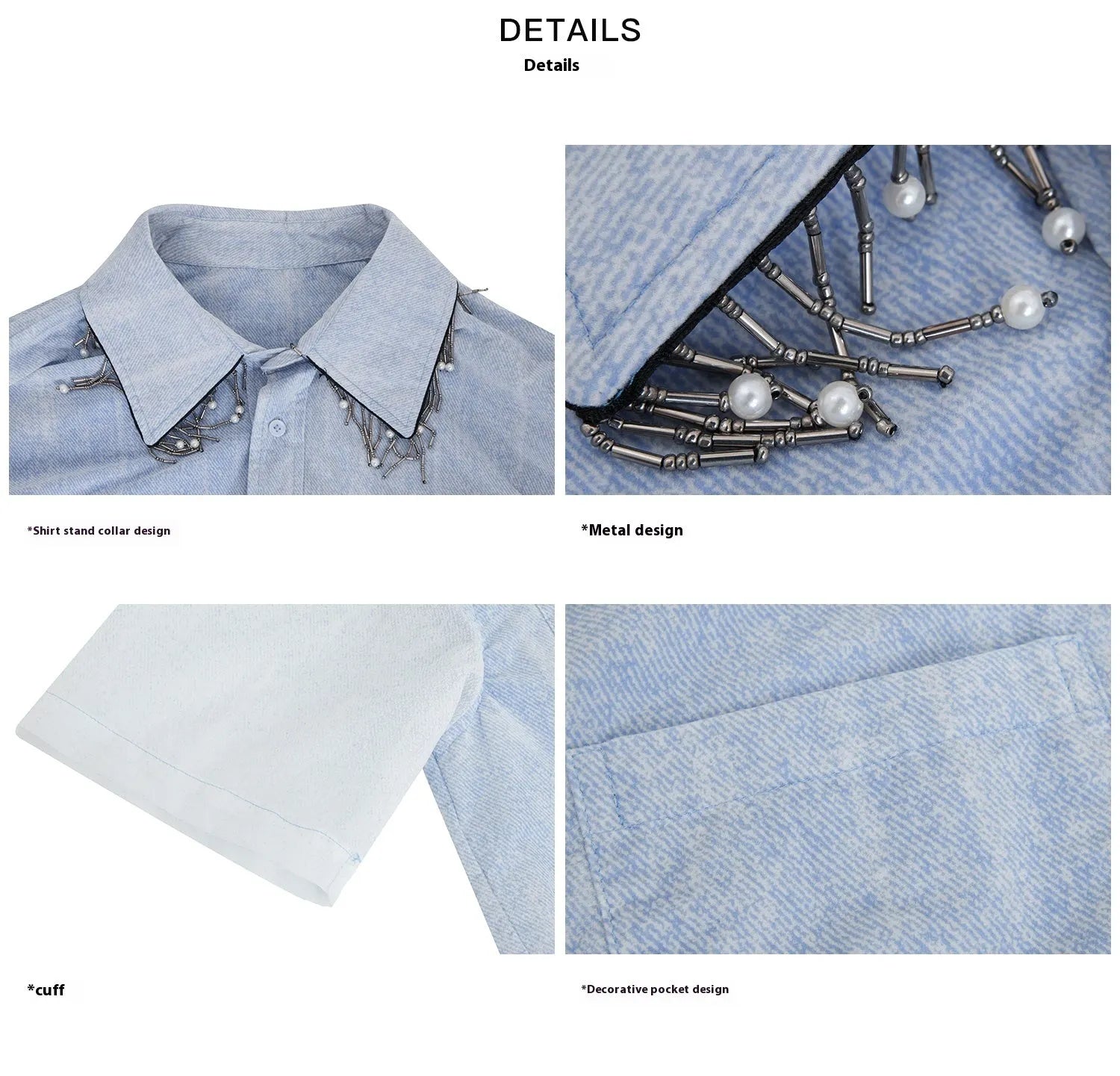 Men's blue and white gradient loose short sleeve shirt with quilted design