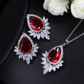 AAA formal jewellery set with cubic zirconia crystals in blue, red, and white colour options.