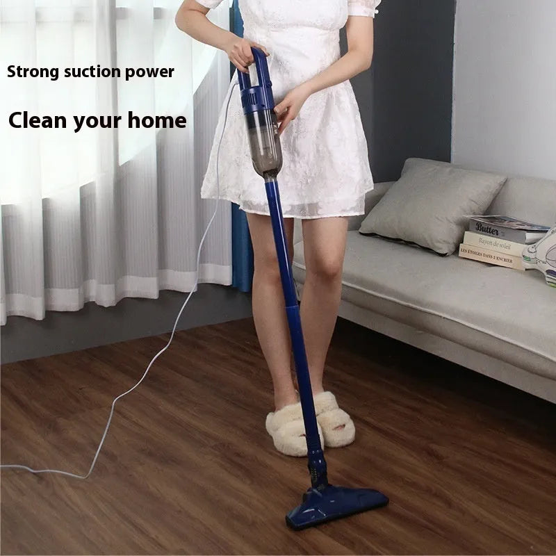 White flagship wired vacuum cleaner with suction mop integrated and anti-mite head on hard floor