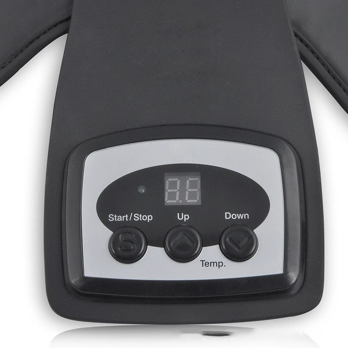 Knee massager unit with infrared heat therapy, adjustable temperature control, and included knee pads and shoulder pads.