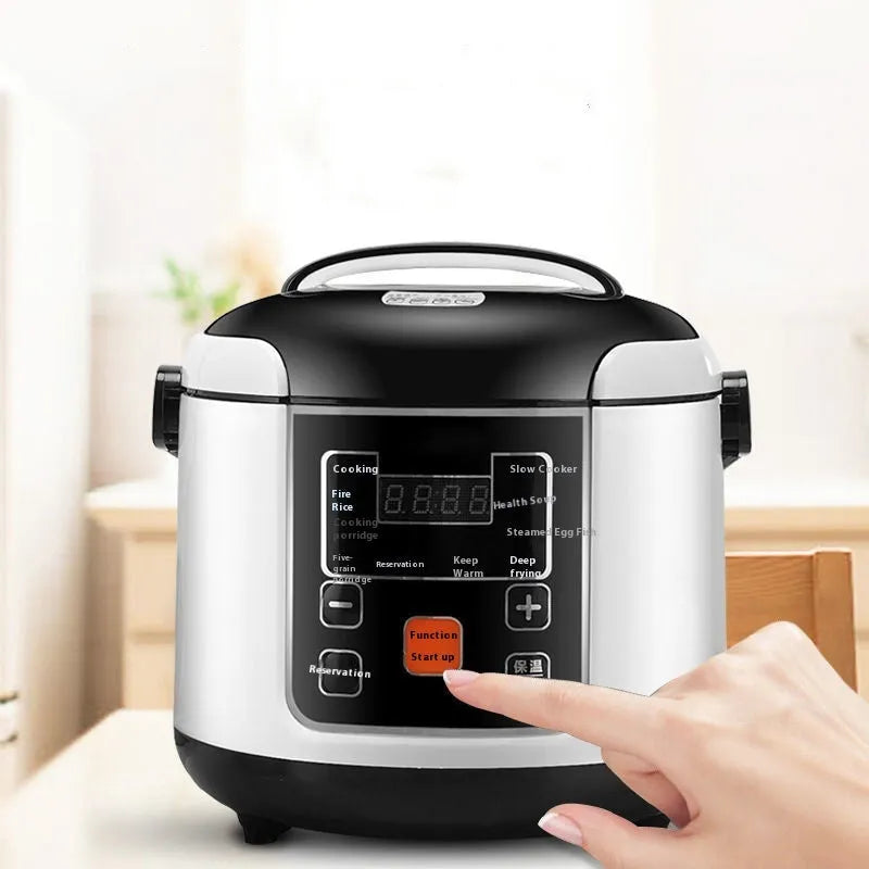 Black 12V 24V 2L vehicle-mounted rice cooker with stainless steel pot and plastic outer shell