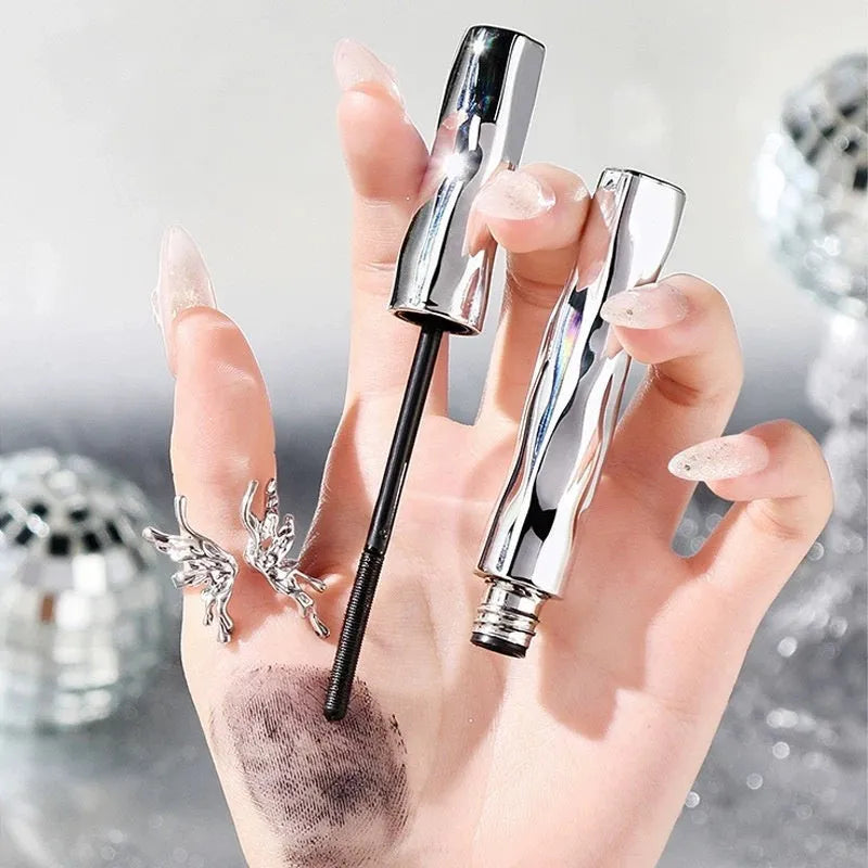 Waterproof steel tube mascara with black and brown colour options and eyelash curler