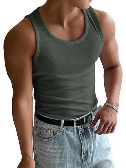 Men's black polyester workout T-shirt with round neck and tight fit for sports.
