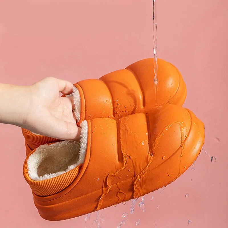 Waterproof cotton couple slippers with EVA sole in multiple colours