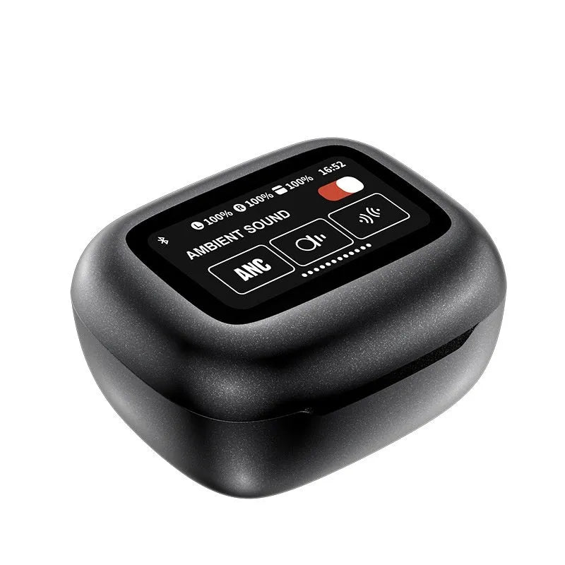 Smart Touch wireless colour screen Bluetooth earbuds in black in-ear design with digital display