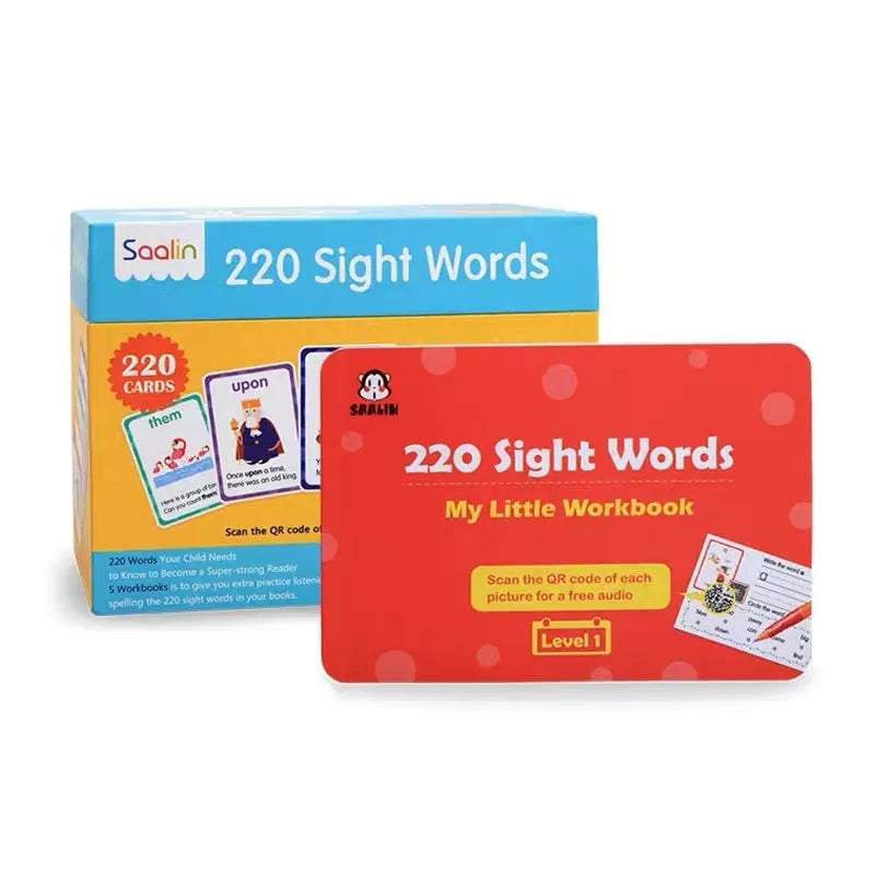 220 high frequency word gift box set with phonics cards and workbooks for early childhood education