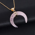 Crystal moon pendant necklace with natural stone pendant on electroplated copper chain