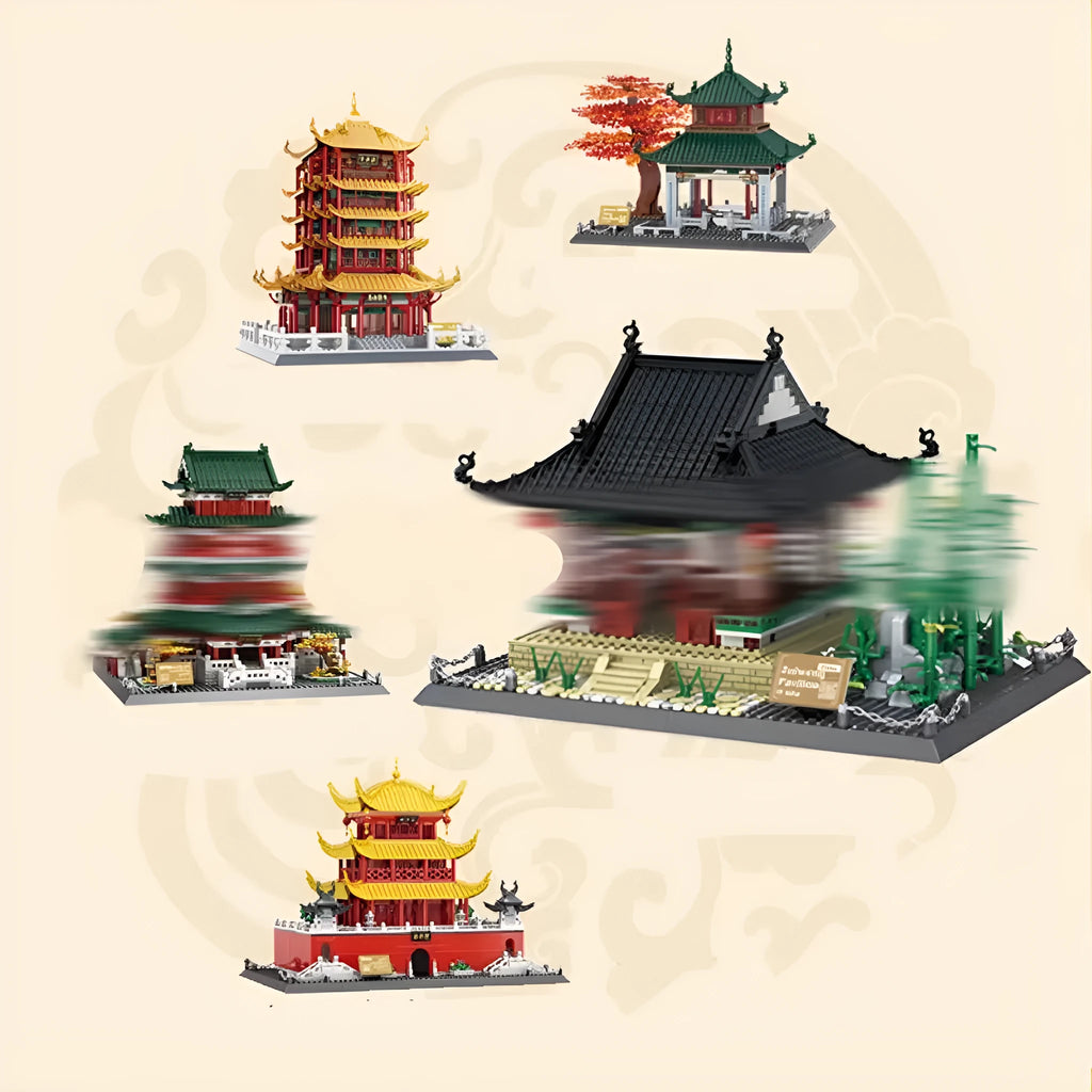 Wange small particle ABS building blocks set with global landmark models including Big Ben and Eiffel Tower
