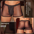 Men's black breathable nylon boxer briefs with free size fit and flexible waistband