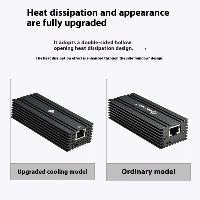 Black Leyu USB4 10 Gigabit network adapter with RJ45 port and short cable