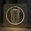 Wood colour tooth-shaped acrylic night lamp with USB cable