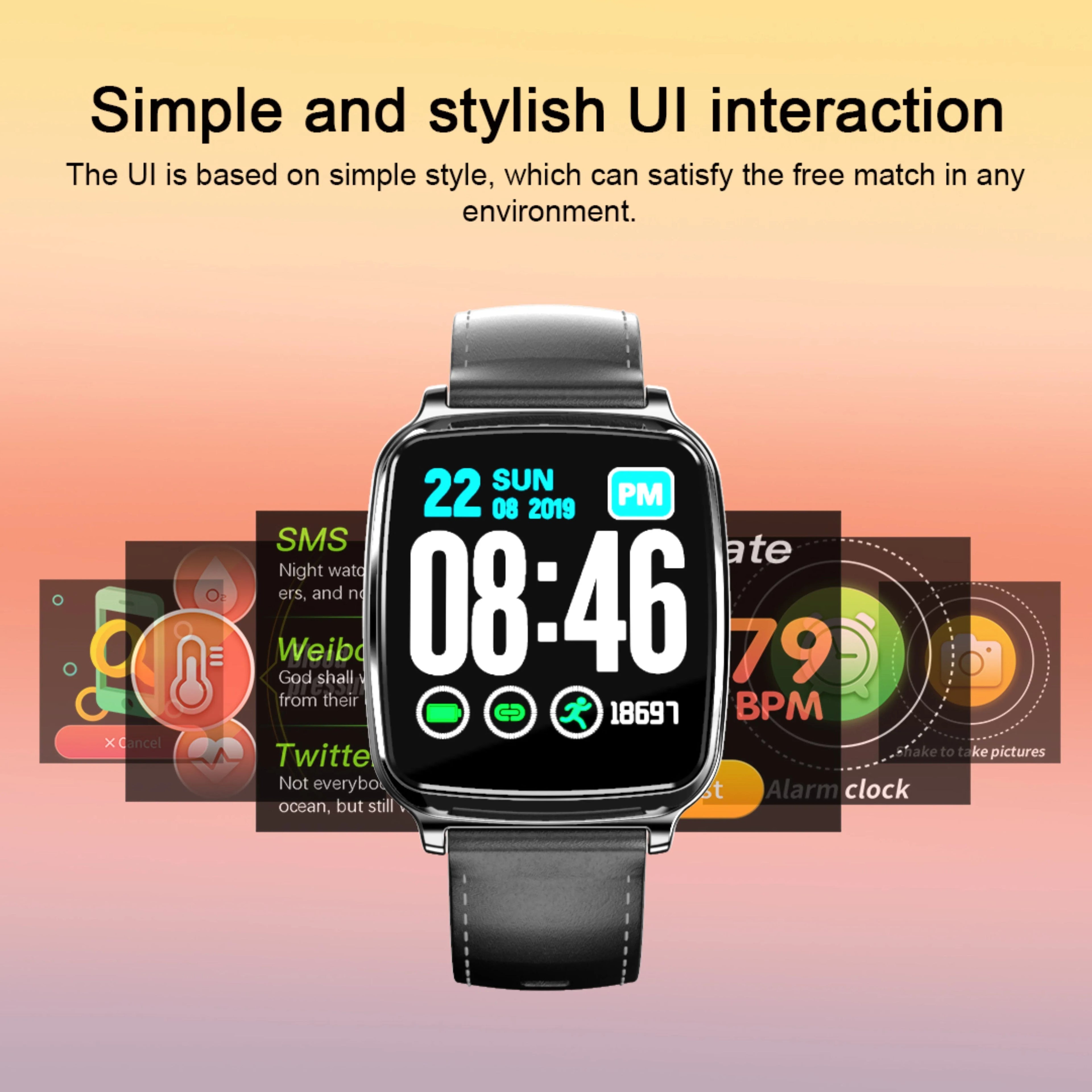 M8 smart bracelet with heart rate monitoring on a wrist, showing the zinc alloy body and TPU sports strap