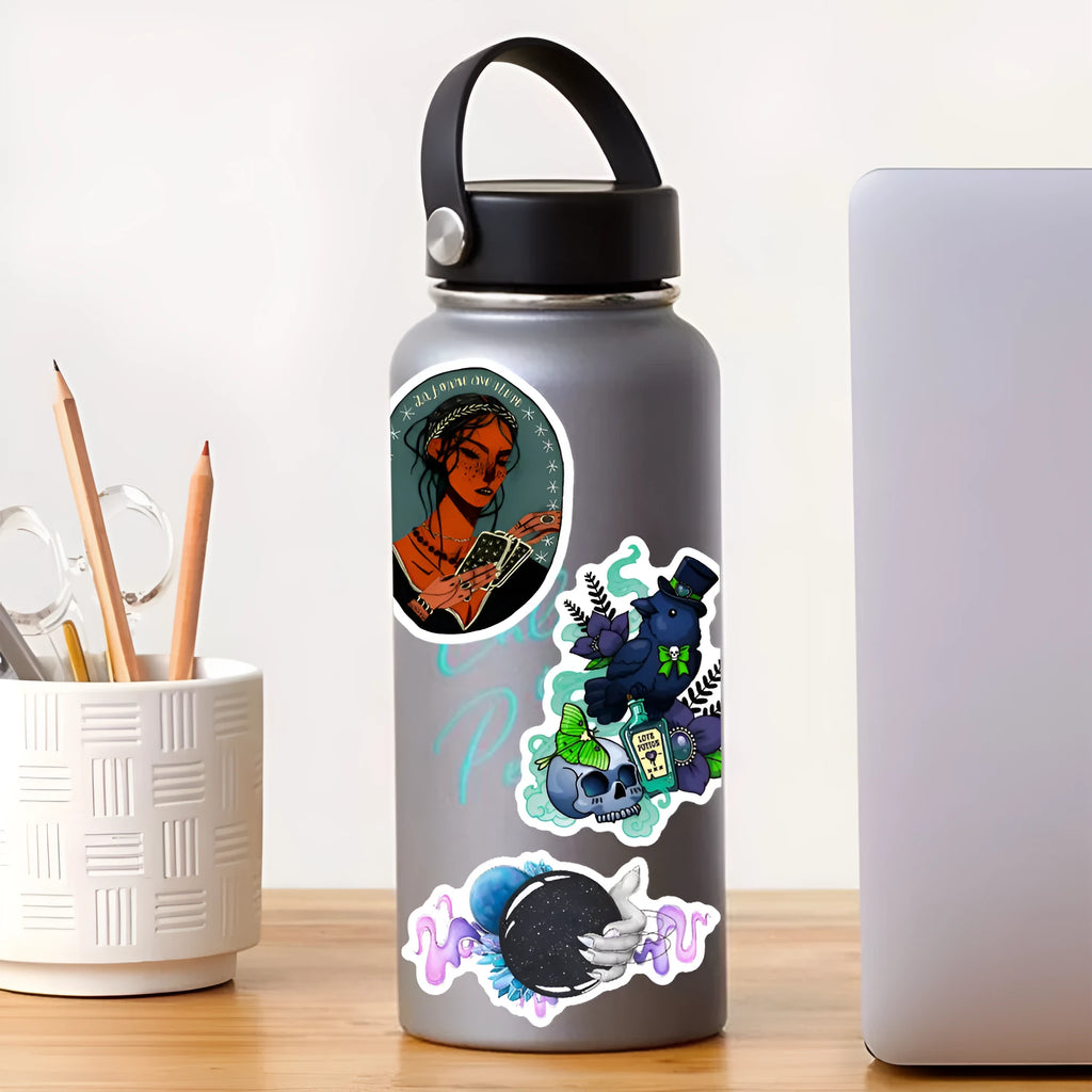 Waterproof PVC stickers pack with glossy finish for laptops, skateboards and smooth surfaces