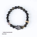Handmade lying rabbit obsidian bracelet with Jin Yaoshi beads and brass details in national style.