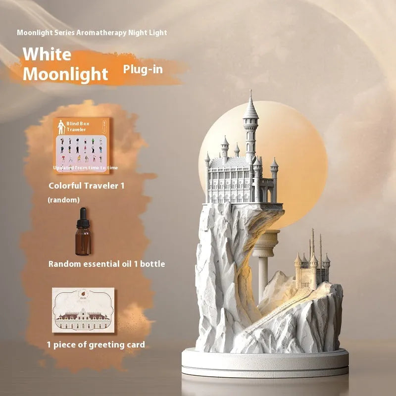 White composite gypsum table lamp with plug-in cord and wire switch