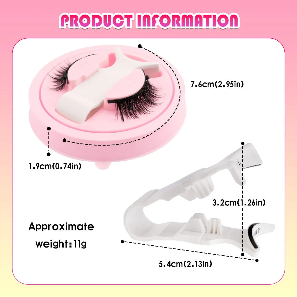 Set of reusable waterproof glue-free false eyelashes in natural thick styles on a clear background.