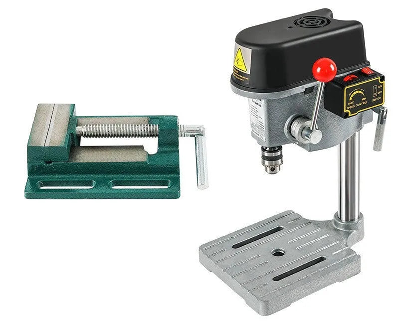 Bench-mounted drilling and milling machine with bench pliers for workshop use