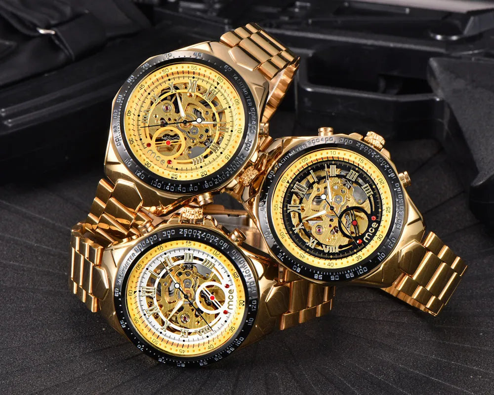 MCE men's explosion-proof mechanical watch on wrist, showing clear dial and robust case.