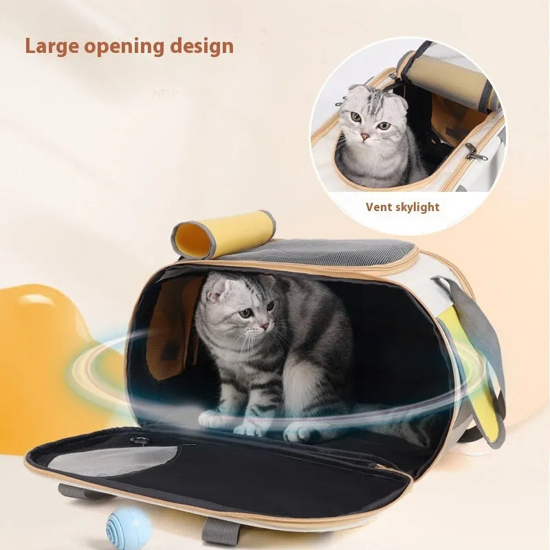 Foldable canvas pet shoulder bag in black, showing large capacity and single strap design.
