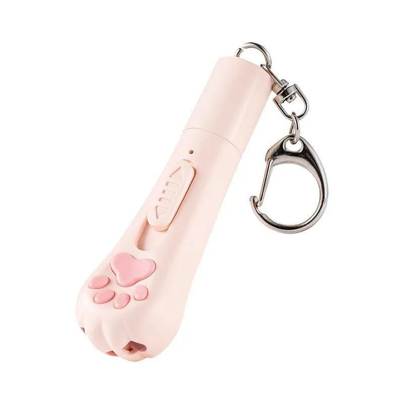 Cat pen light charging toy with self-hi button in pink, cream white, and sky blue colours