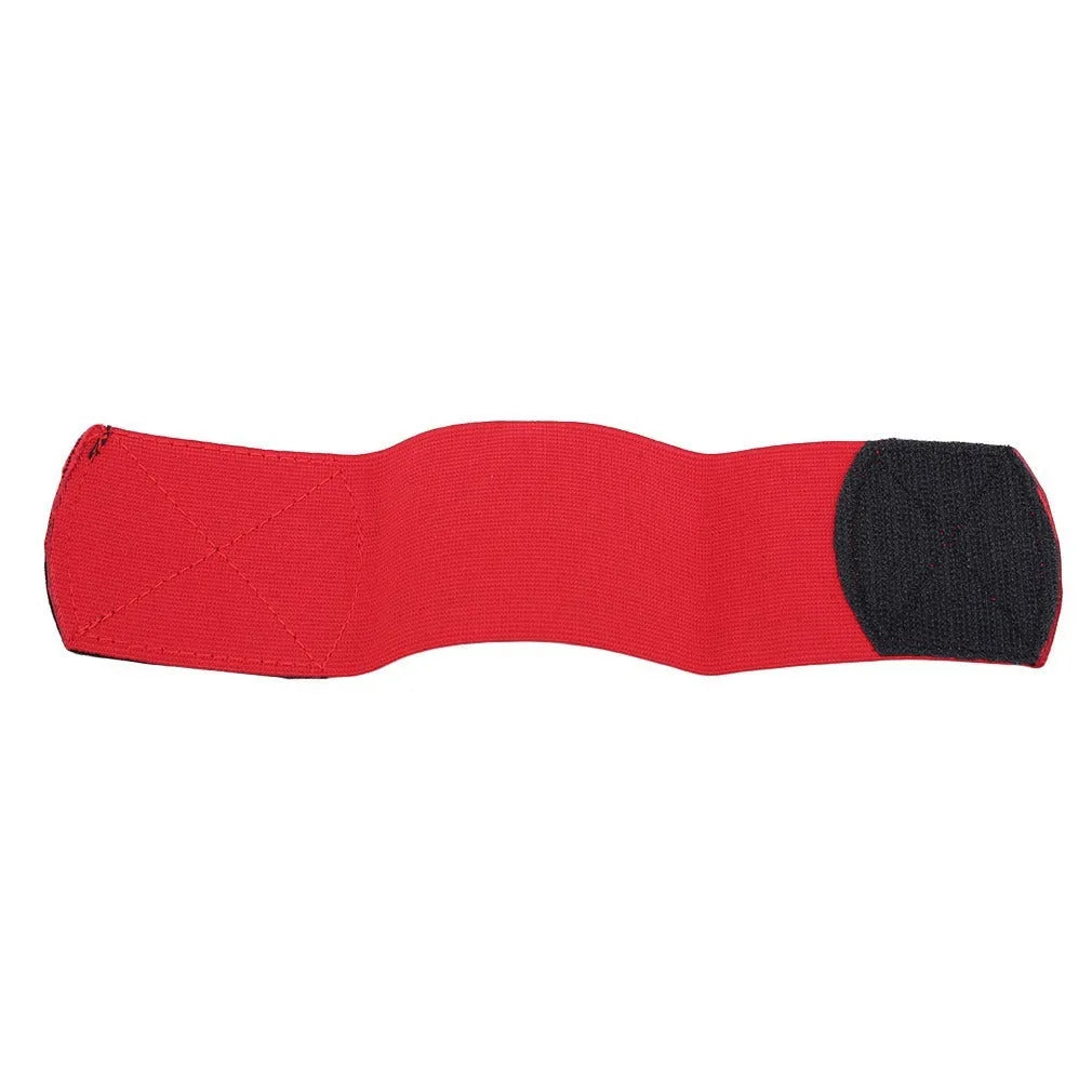 Red rubber football shin guard magic tape belt measuring 25cm with hook-and-loop fastener