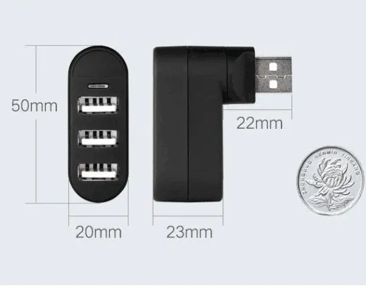 USB splitter hub with multi-interface spin colour design in black and white colour options