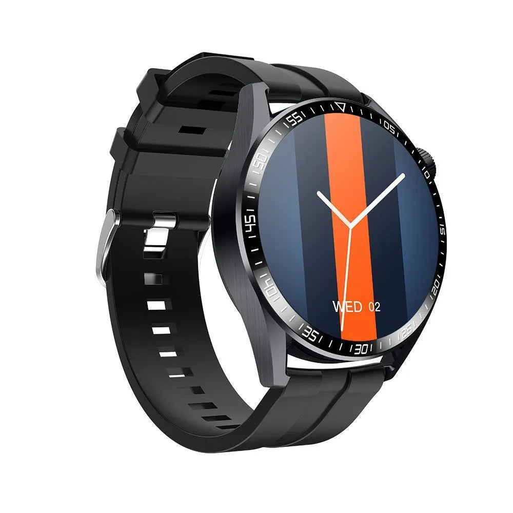 Black GS3 Max smartwatch with silicone strap on a wrist, displaying time and heart rate.