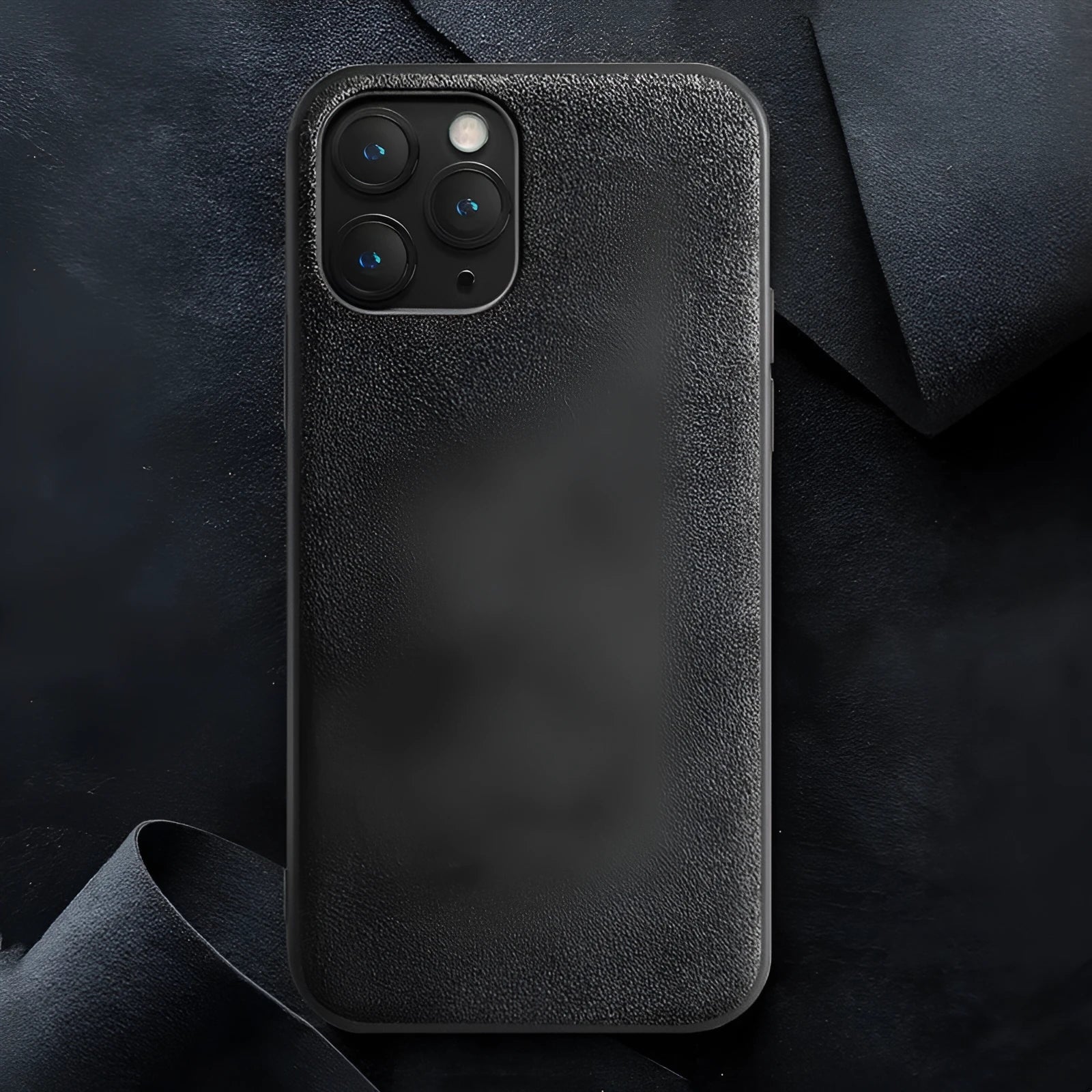 Suede iPhone phone case in dark blue colour showing back cover design