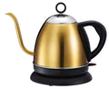 Full-automatic stainless steel kettle in gold colour with touch control panel.
