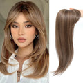 Synthetic clip-in hair wig with inner buckle attachment in one of six colour styles.