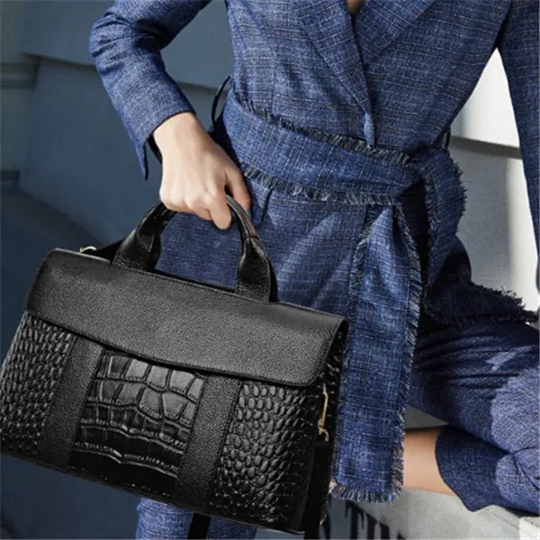 Women's black PU shoulder bag with large 36cm and small 34cm width options