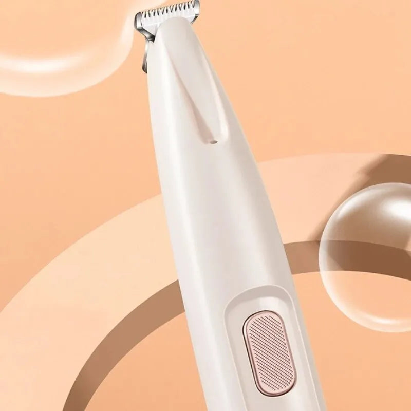 White dog paw trimmer with LED light and 18mm blade for quiet grooming