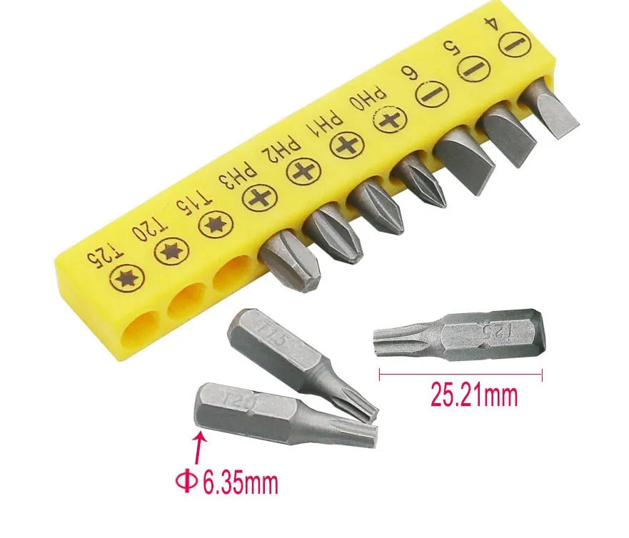 L-shaped double-headed socket wrench with ten drill bits in 45# steel construction