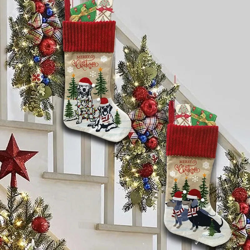 Christmas tree pendant gift bag for pet ornaments with fireplace design