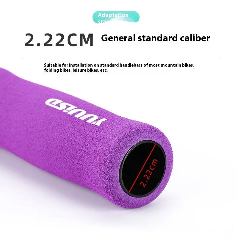 Soft sponge mountain bike handle grip cover pair in black, purple, or biange colours