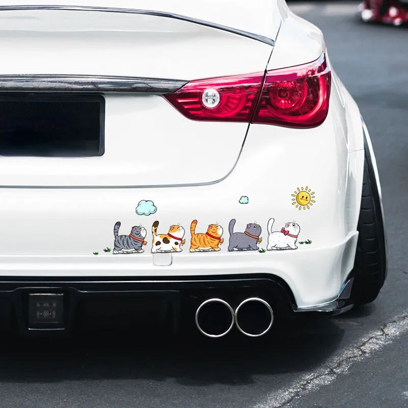 Five climbing cats silhouette car sticker in waterproof PVC adhesive material