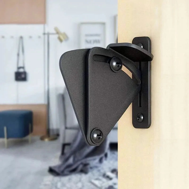 Black stainless steel sliding barn door lock for gaps under 2cm