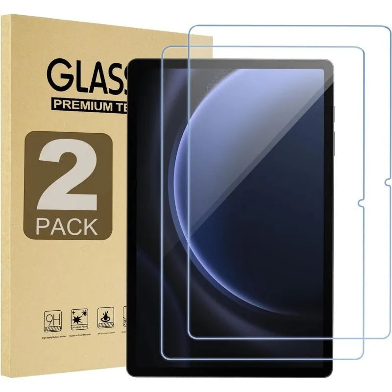 Tempered glass screen protector for Samsung Galaxy tablets on a leather pouch