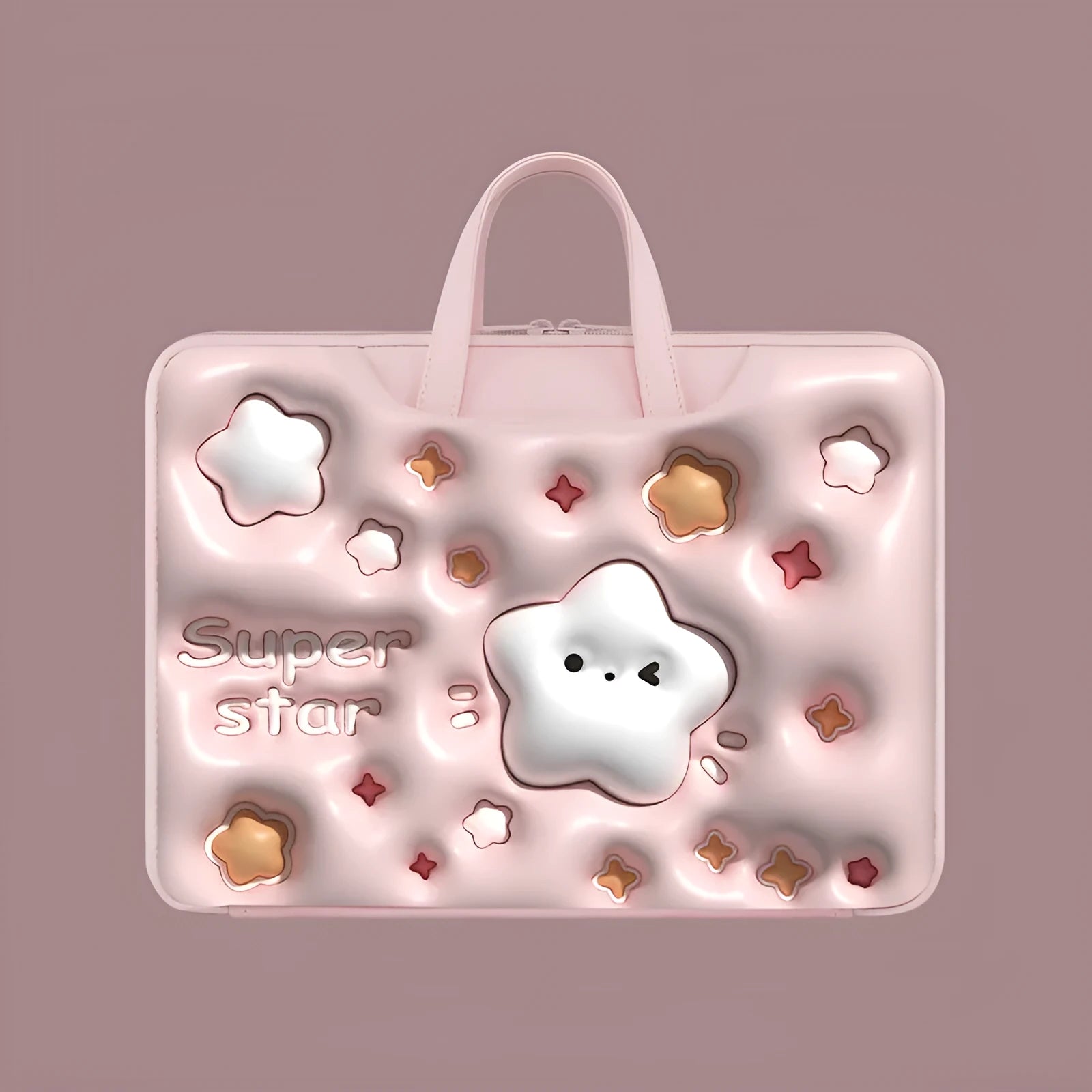 PU leather inflatable laptop bag with suitcase handle strap in a cute panda print design.