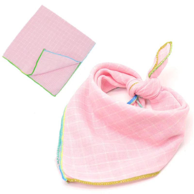 Plaid double sided cotton pet scarf 45x45cm for small dogs and cats