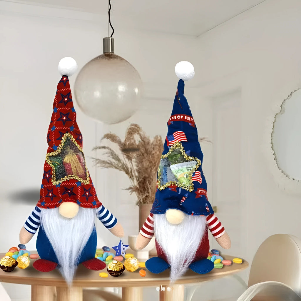 Two Rudolf-themed baby doll candy bags made from polyester fabric measuring 32 by 12 centimetres